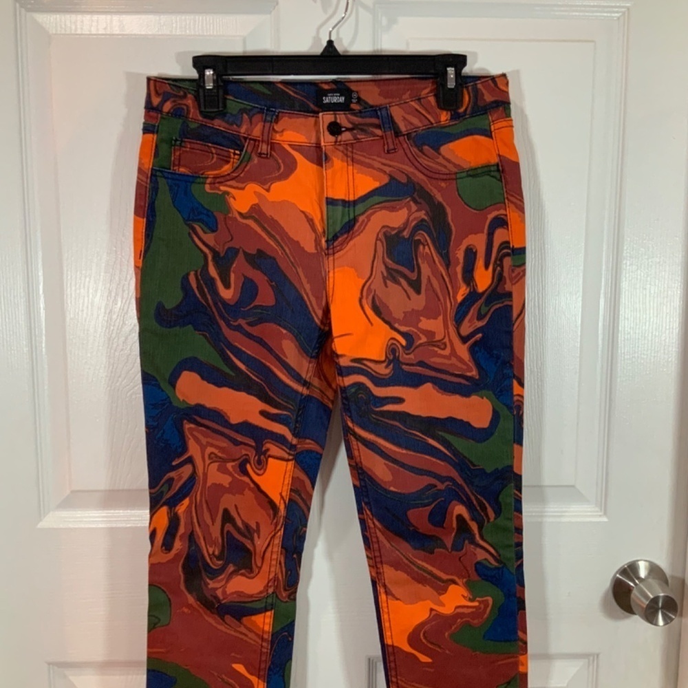 Kate Spade Saturday Hot Lava Skinny Watercolor Denim Size 29 - Picture 2 of 10